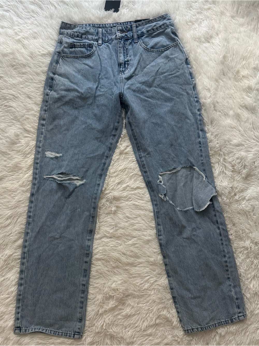 Fashion Nova Light Blue Ripped Boyfriend Jeans